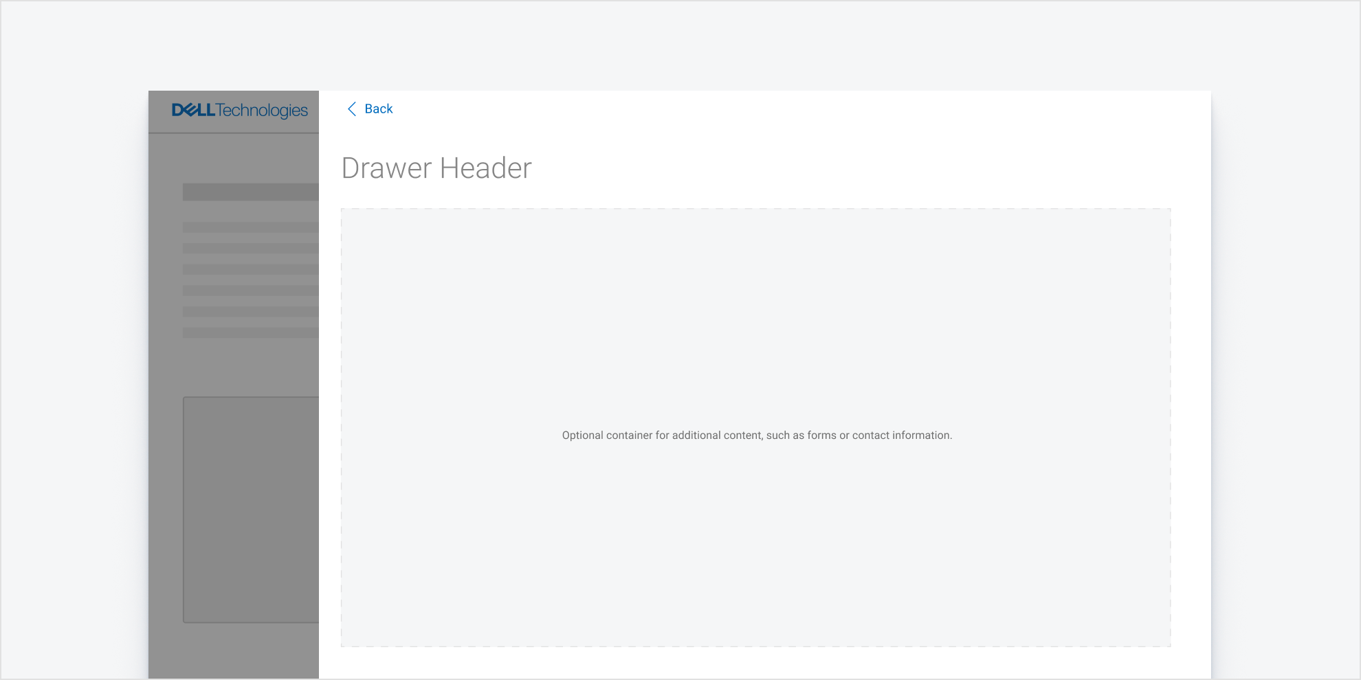 Drawer component without a footer.