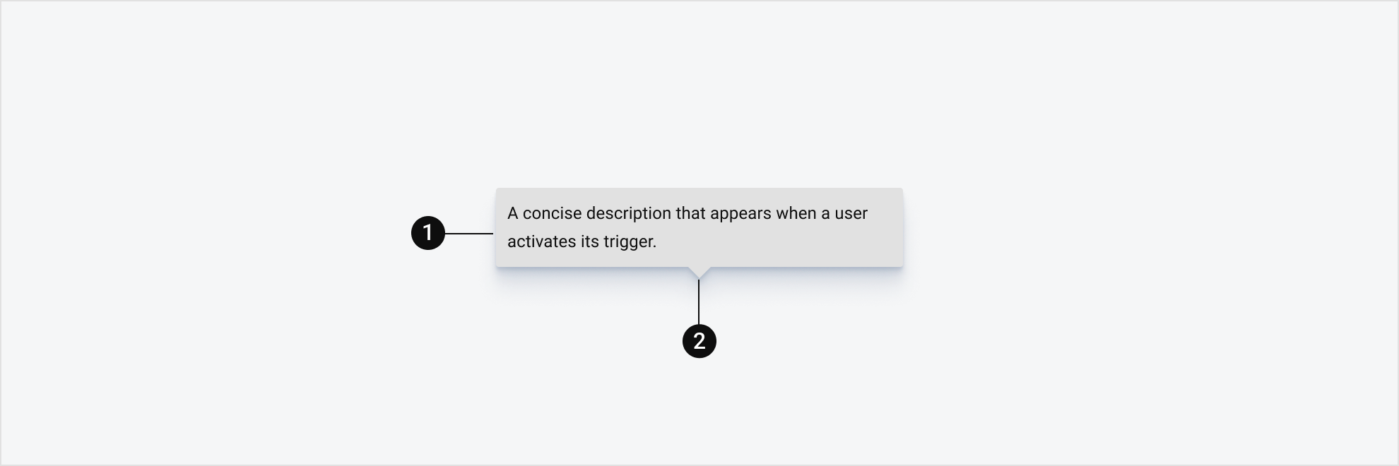 A tooltip with parts labelled 1 and 2.