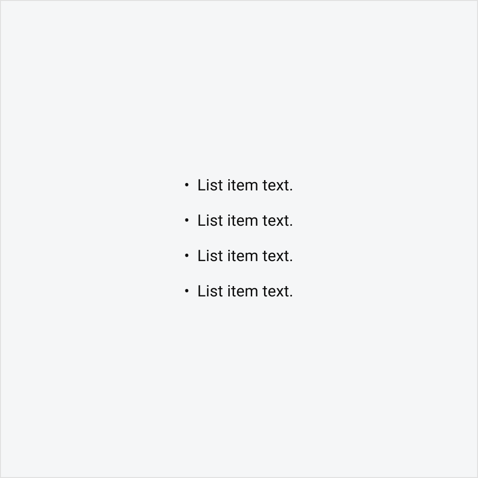 An image showing a list in body 2 font size.