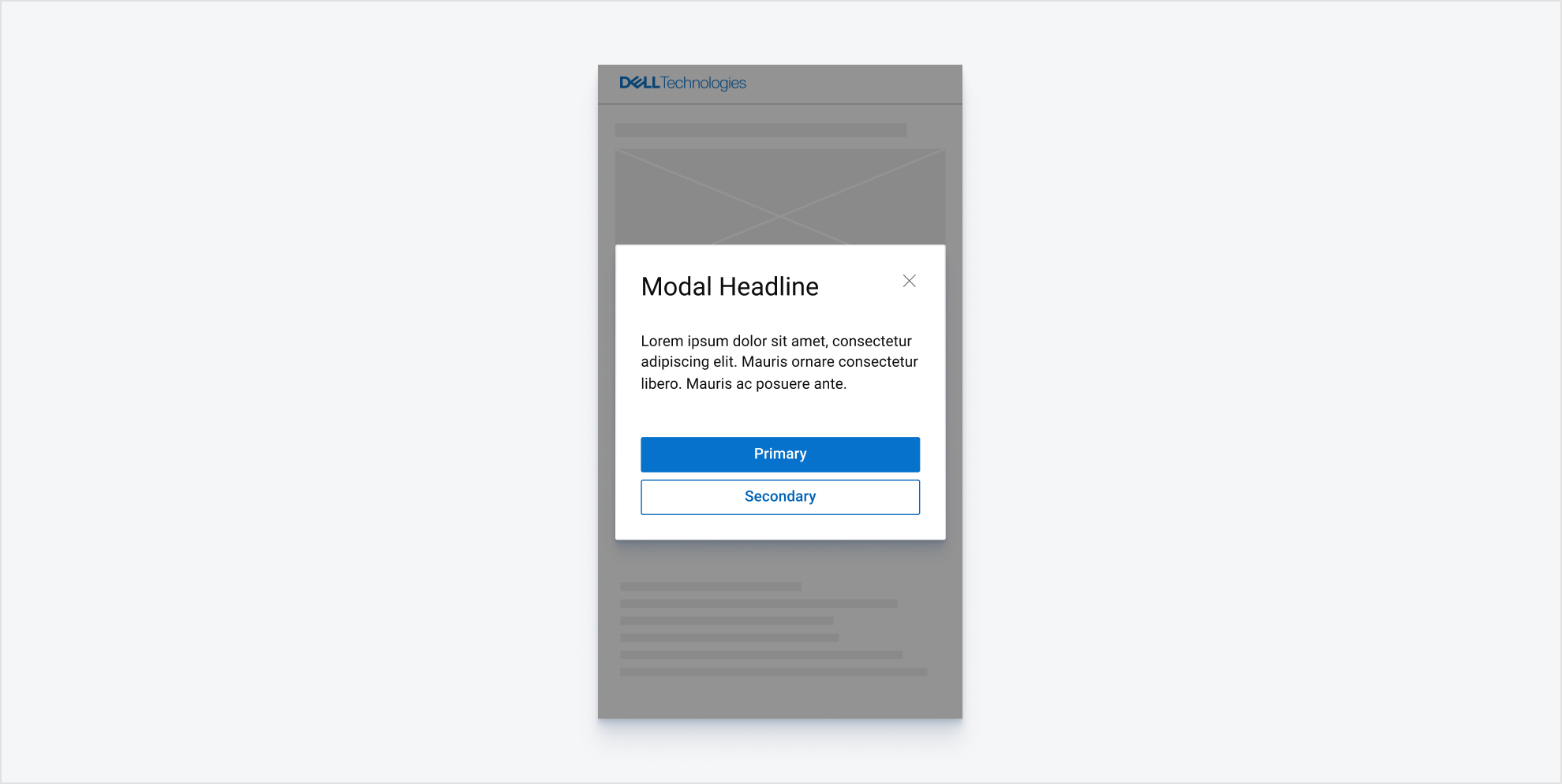 Small modal centered on a mobile screen.