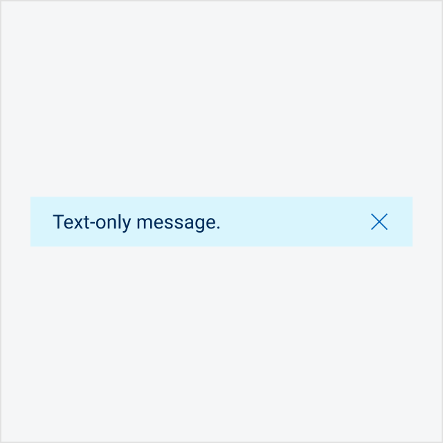 Message bar with body text, “Message with icon and link.”