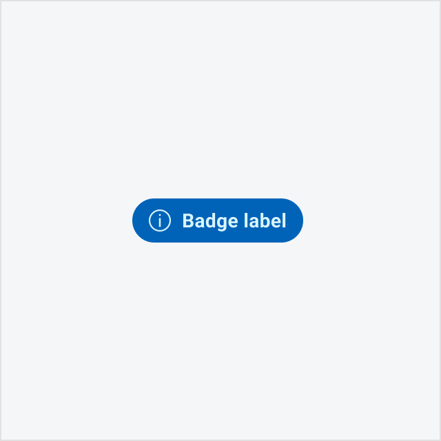 A large badge with info icon and label, "Badge label".