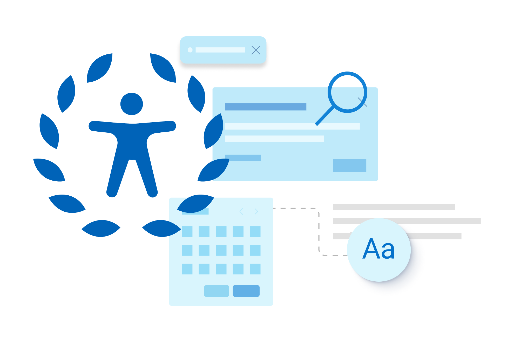Graphical design representing accessibility on top of Dell Design System elements