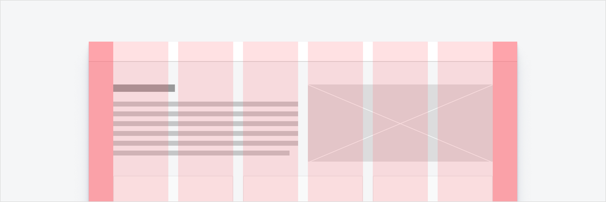 A 6-column grid for S breakpoints, featuring an example of how content might be spaced across the screen. 