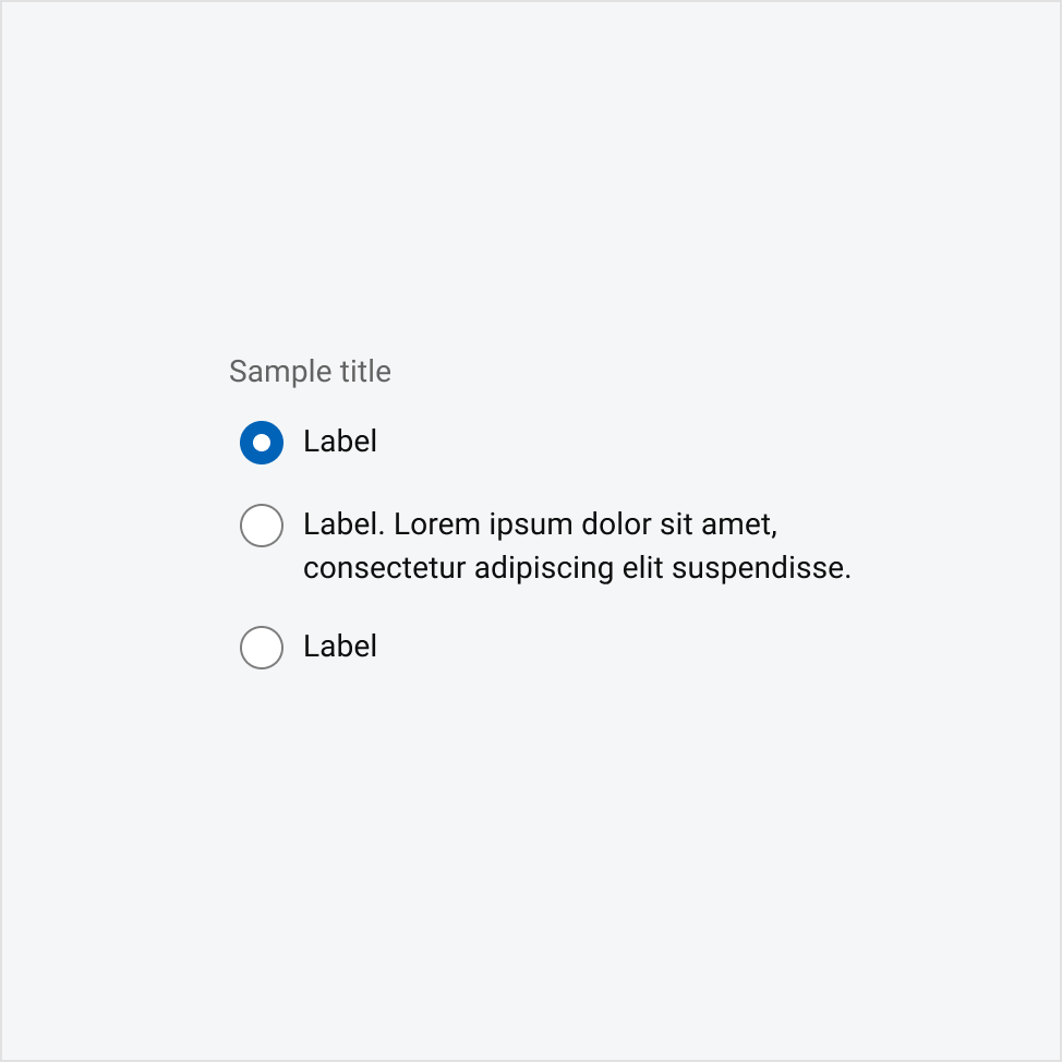 A radio button group with three options that is vertically-aligned.