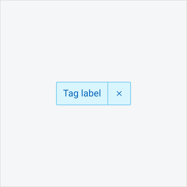 A large tag with dismiss function and label, "Tag label."