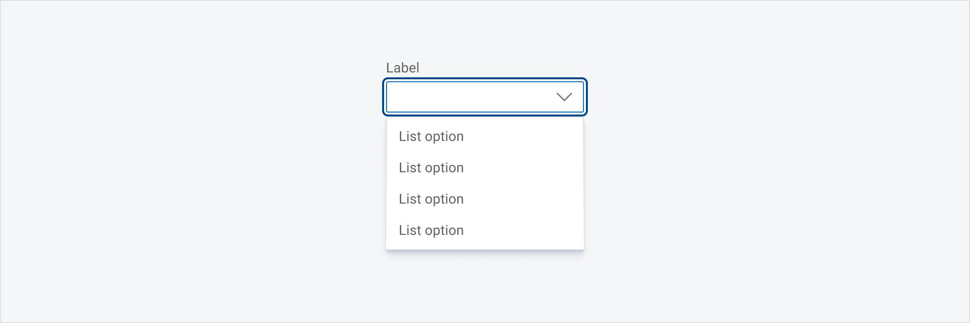 A dropdown with its menu expanded, showing four placeholder options.