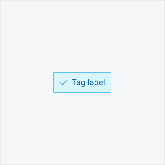 A large tag with icon and label, "Tag label."