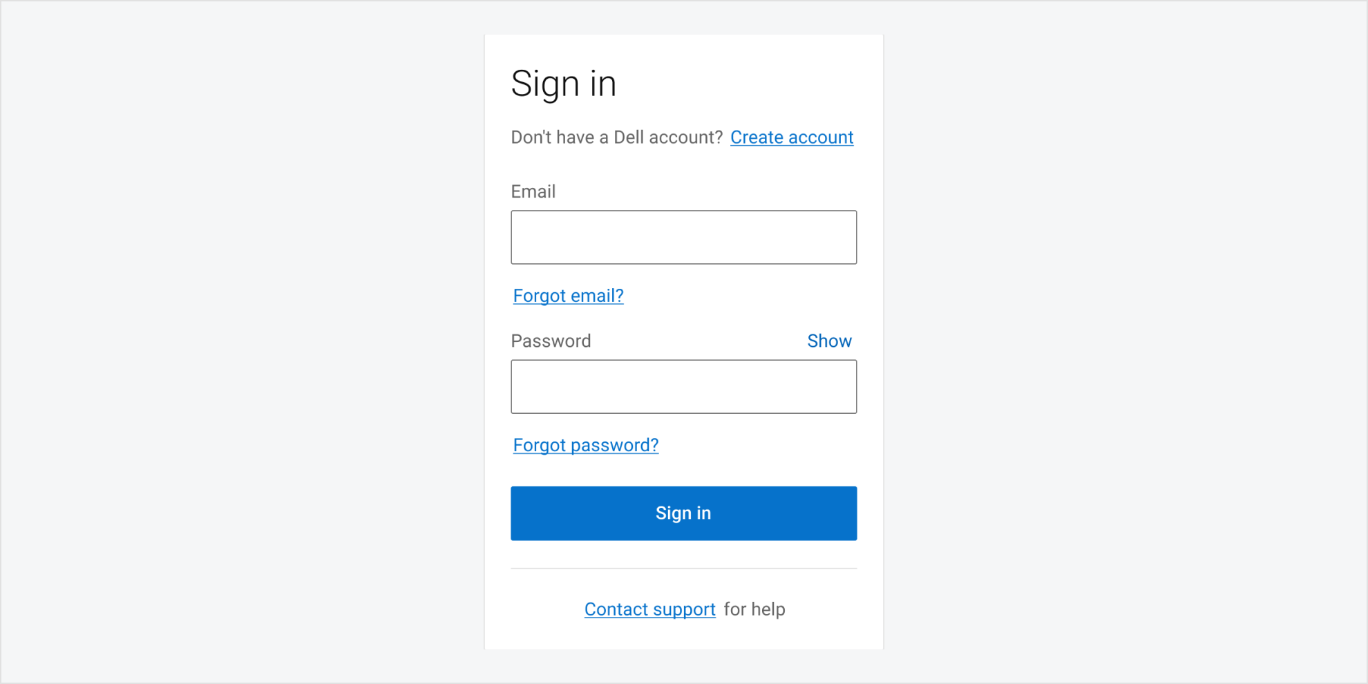Sign-in - Dell Design System
