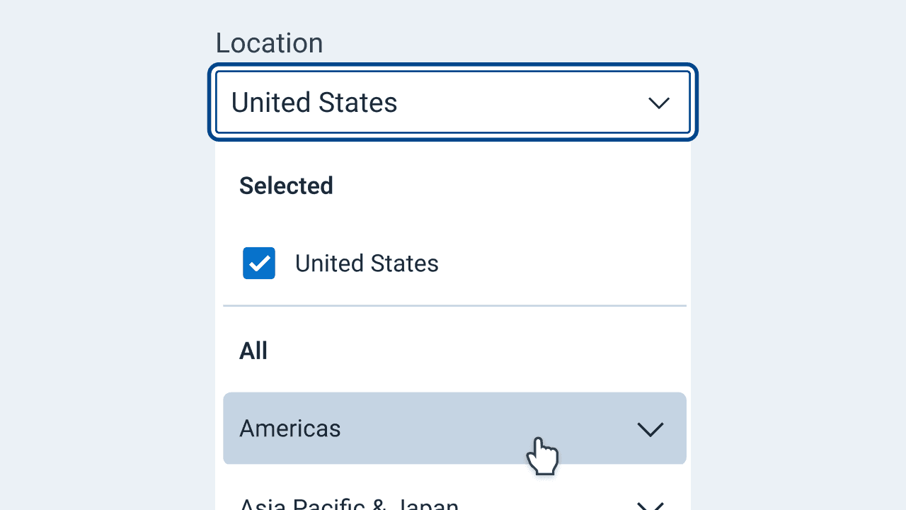 Dropdown visual asset representation